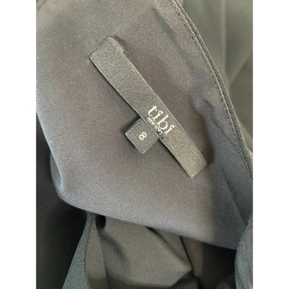 Tibi New york women's‎ 8 black 3/4 sleeve black lace up slit shift mini dress - Picture 4 of 5